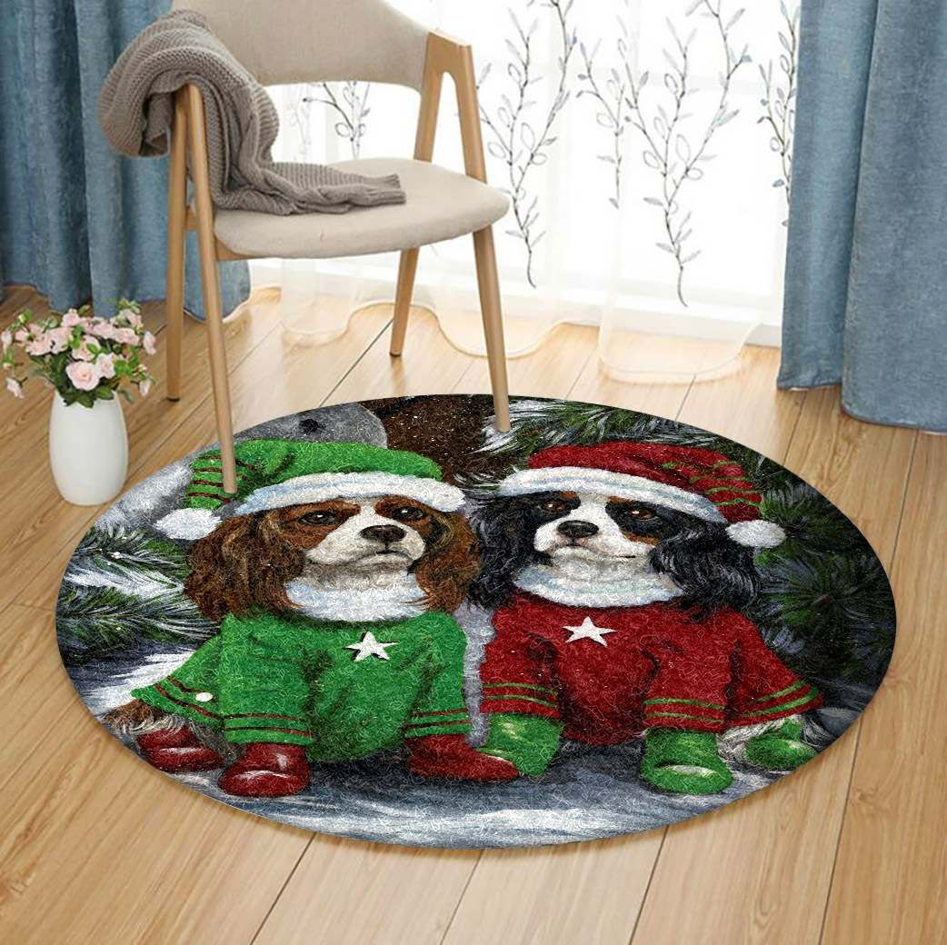 Spaniel Snowman Round Carpet