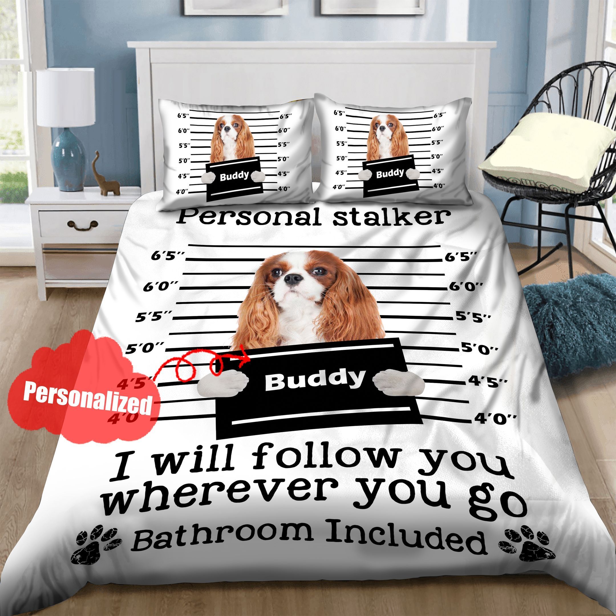 Spaniel Stalker Personalized Bedding Set