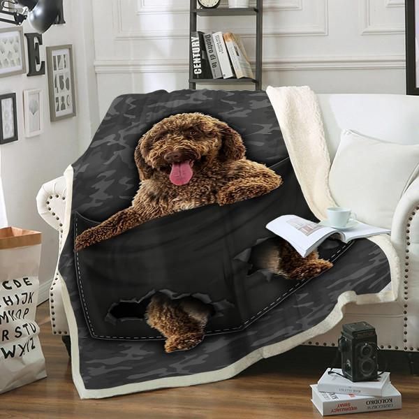 Spanish Water Dog Pocket Sherpa Fleece Blanket