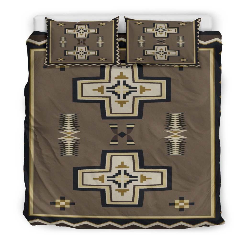 Spant Cross Taupe Native American Bedding Set