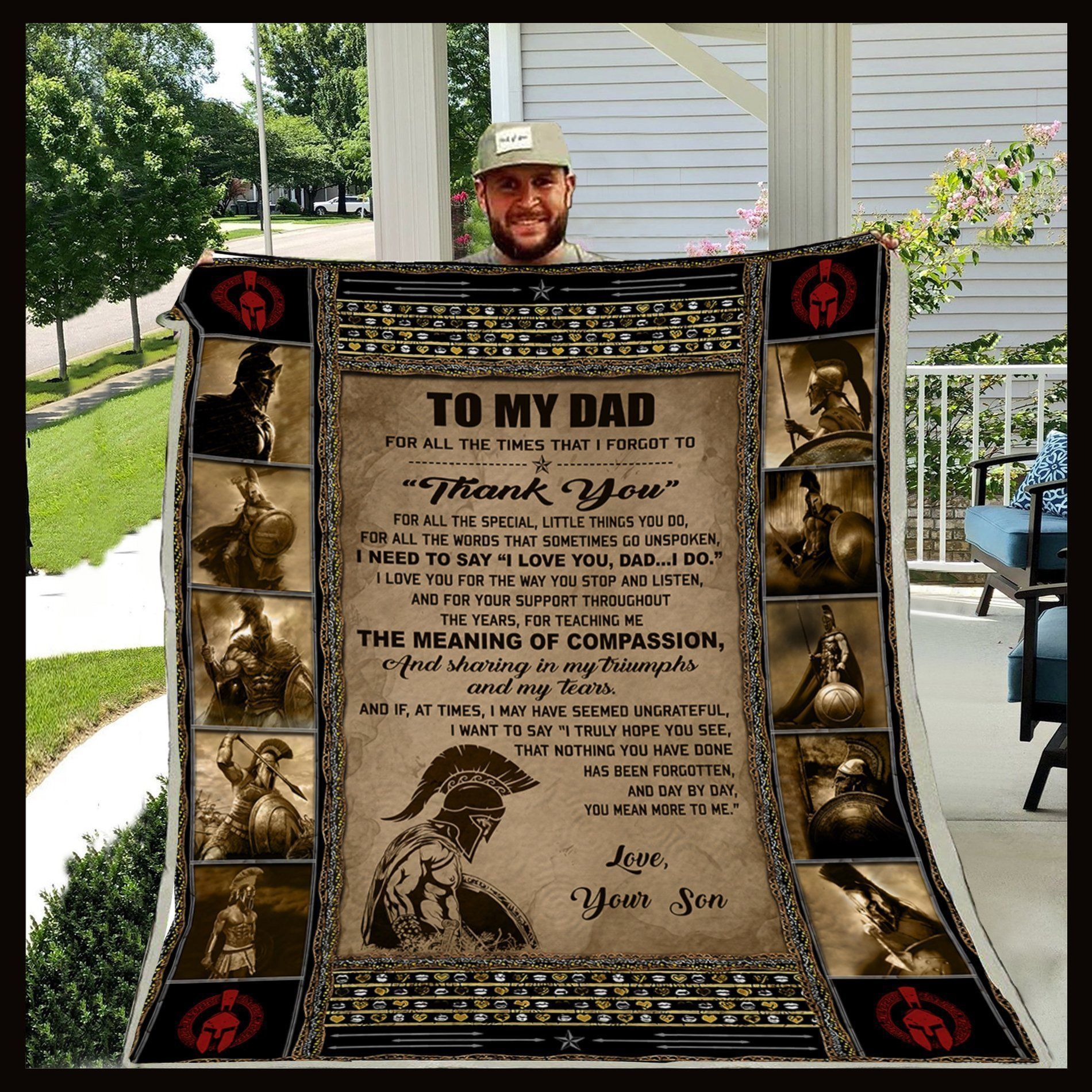 Spartan Blanket To My Dad Sherpa Fleece Blanket