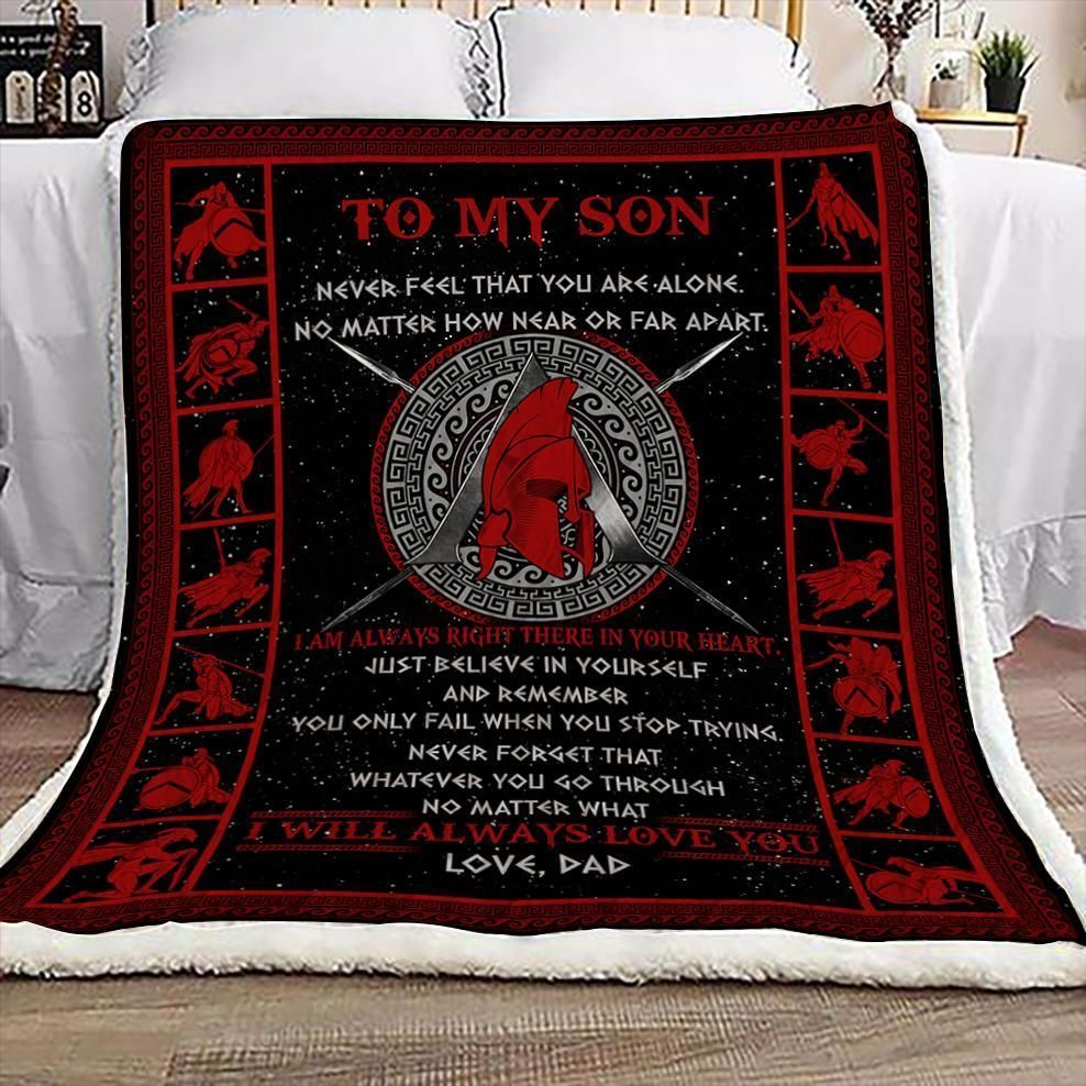 Spartan Dad Son Sherpa Fleece Blanket