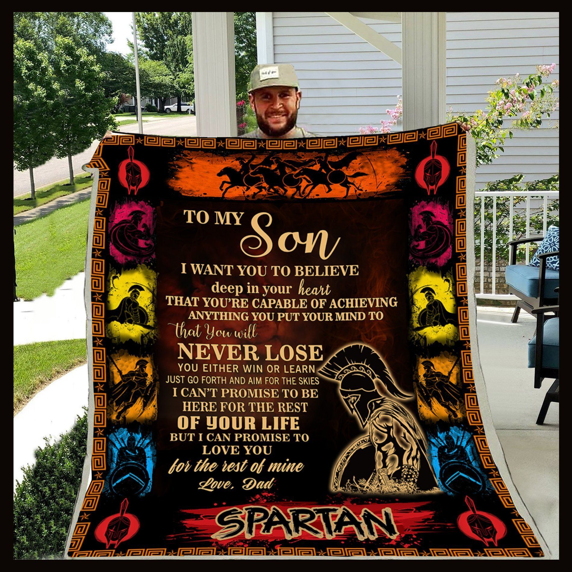 Spartan Dad To Son Sherpa Fleece Blanket