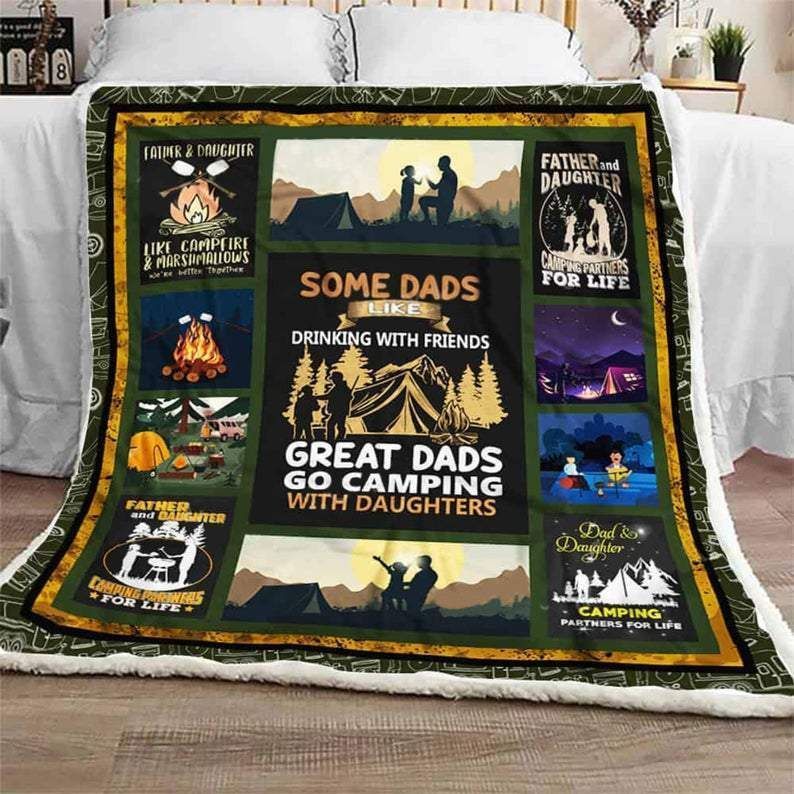 Special Fathers’ Day Gift For Daddy Loves Camping From Daughter Fleece Blanket