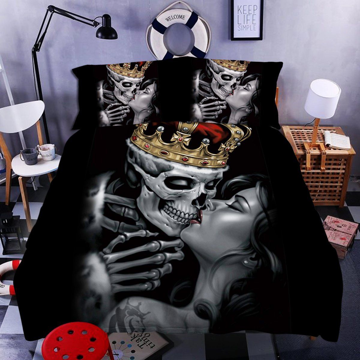 Special Sale Skull Couple Bedding Set