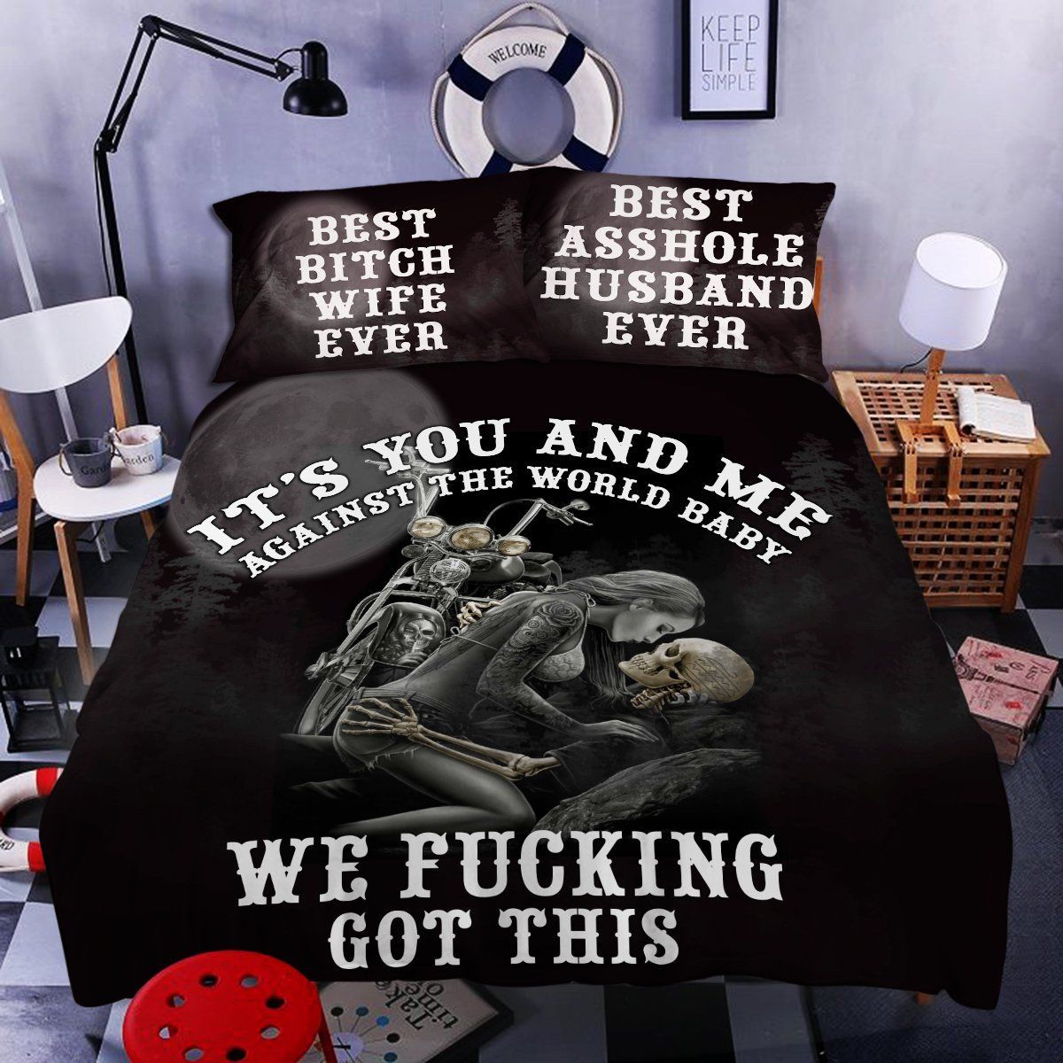 Special Sale Skull Couple Bedding Set