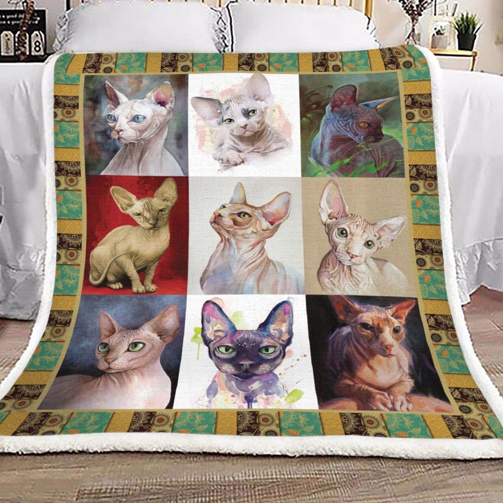 Sphinx Cat Painting Color Collection Sherpa Fleece Blanket