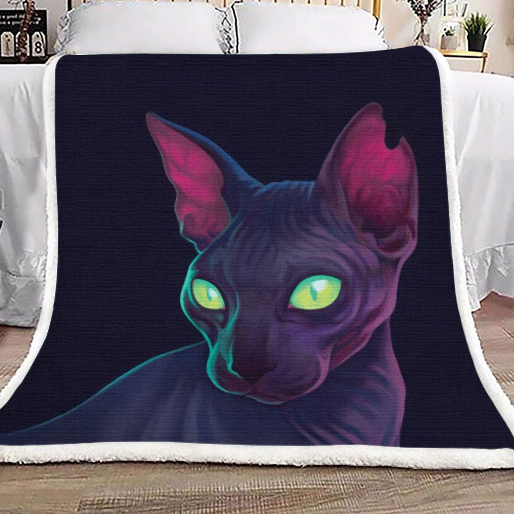 Sphynx Cat Sherpa Fleece Blanket