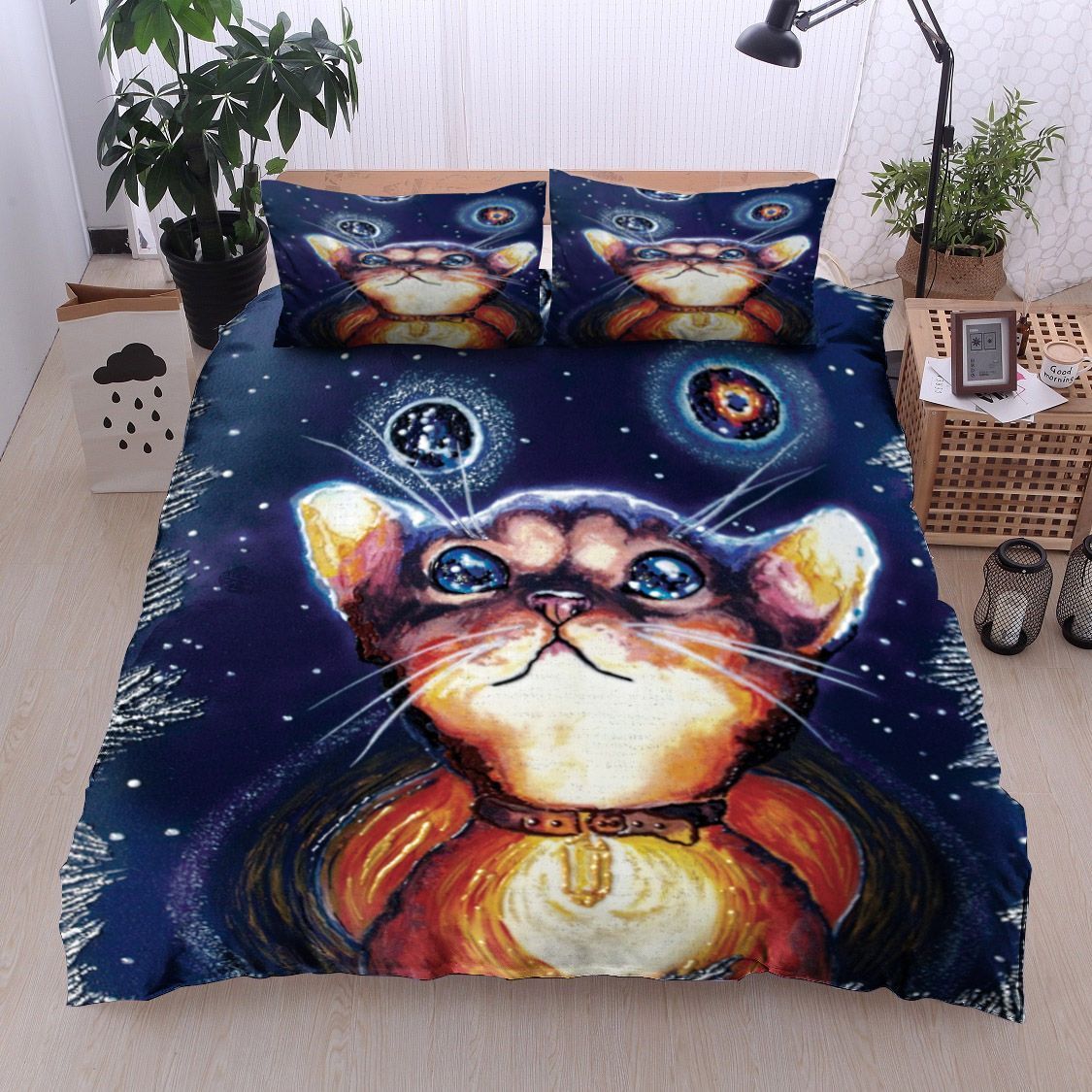 Sphynx Cat Galaxy Eyes Bedding Set