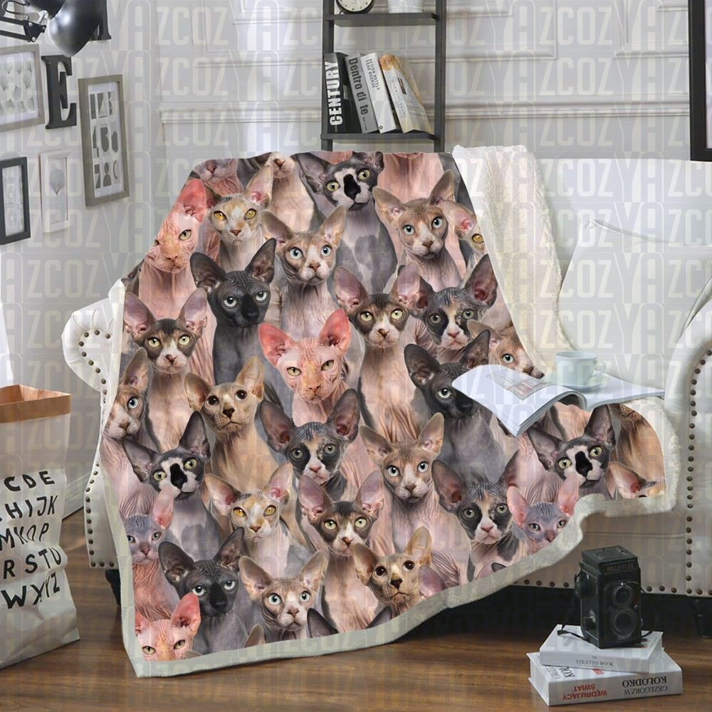 Sphynx Cats Sherpa Fleece Blanket