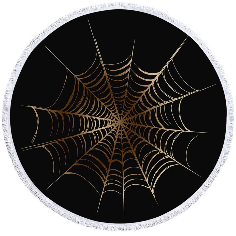 Spider Web Black Printed Round Beach Towel
