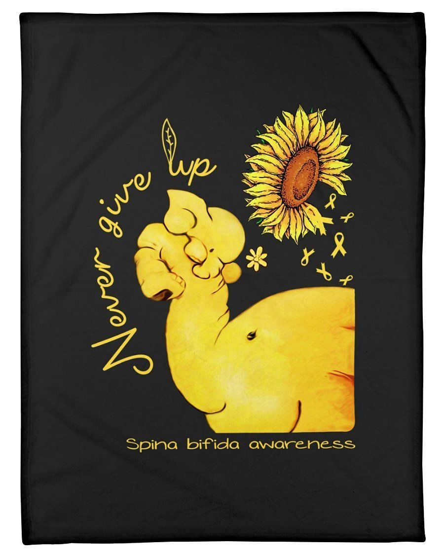 Spina Bifida Never Give Up – Spina Bifida Awareness Gift Fleece Blanket