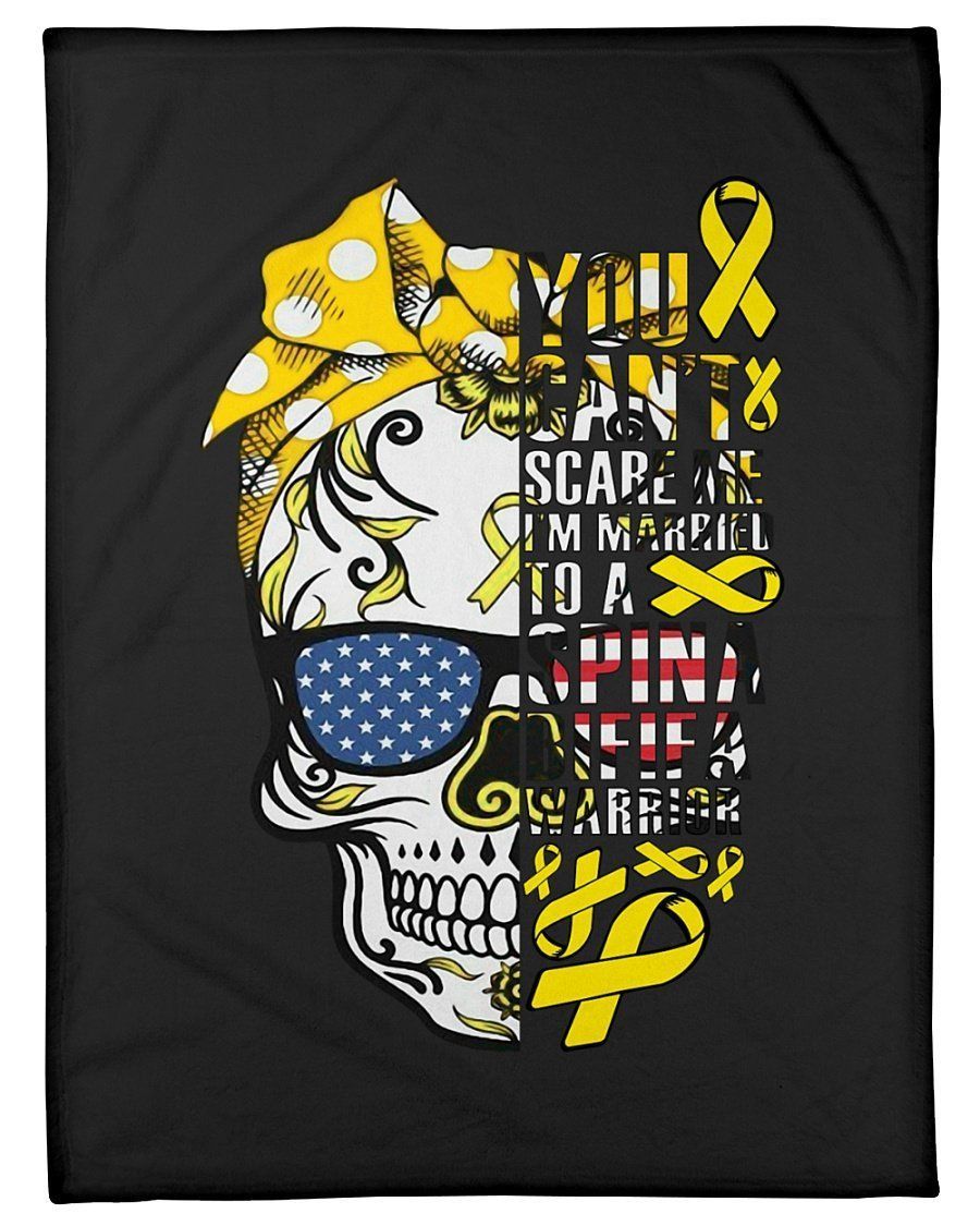 Spina Bifida Warrior Skull Custom Design Gifts Fleece Blanket