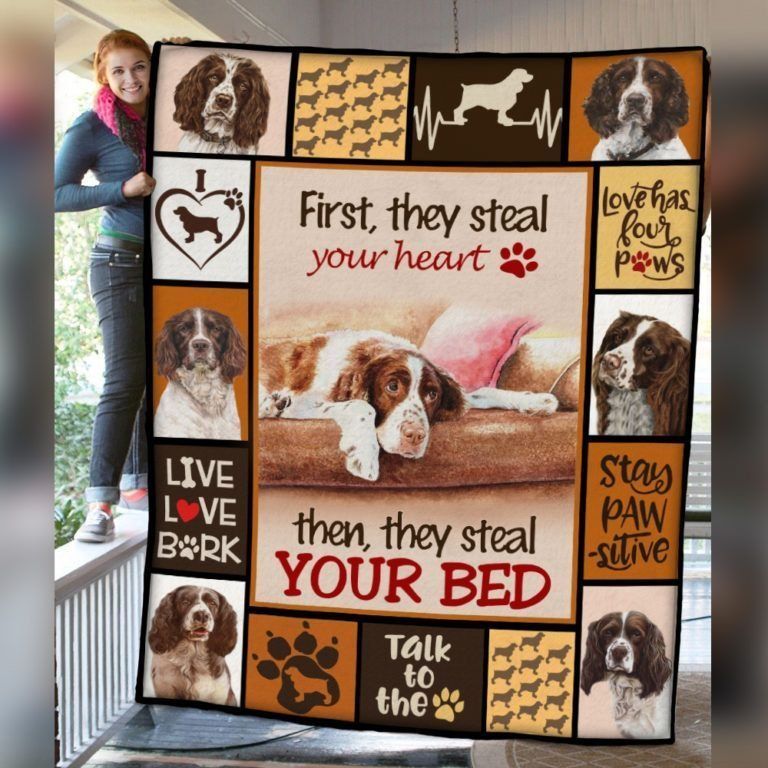 Spinger Spaniel Dog Your Bed Sherpa Fleece Blanket