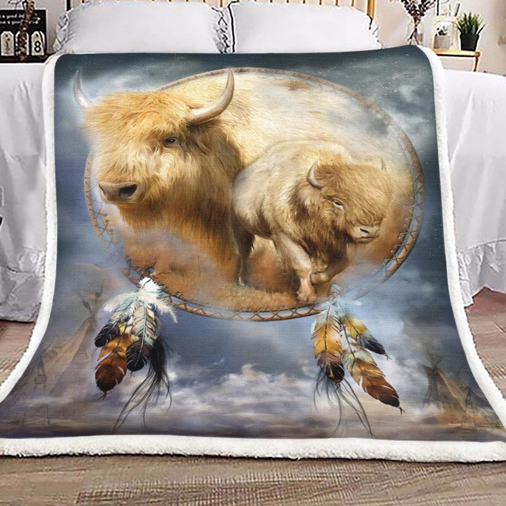 Spirit Of The White Buffalo Sherpa Fleece Blanket