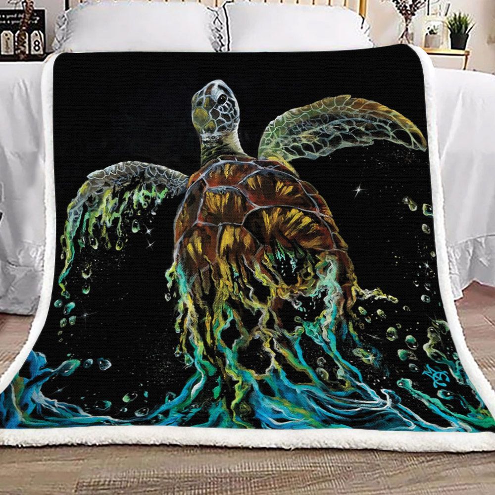 Splash Color Water Turtle Sherpa Fleece Blanket