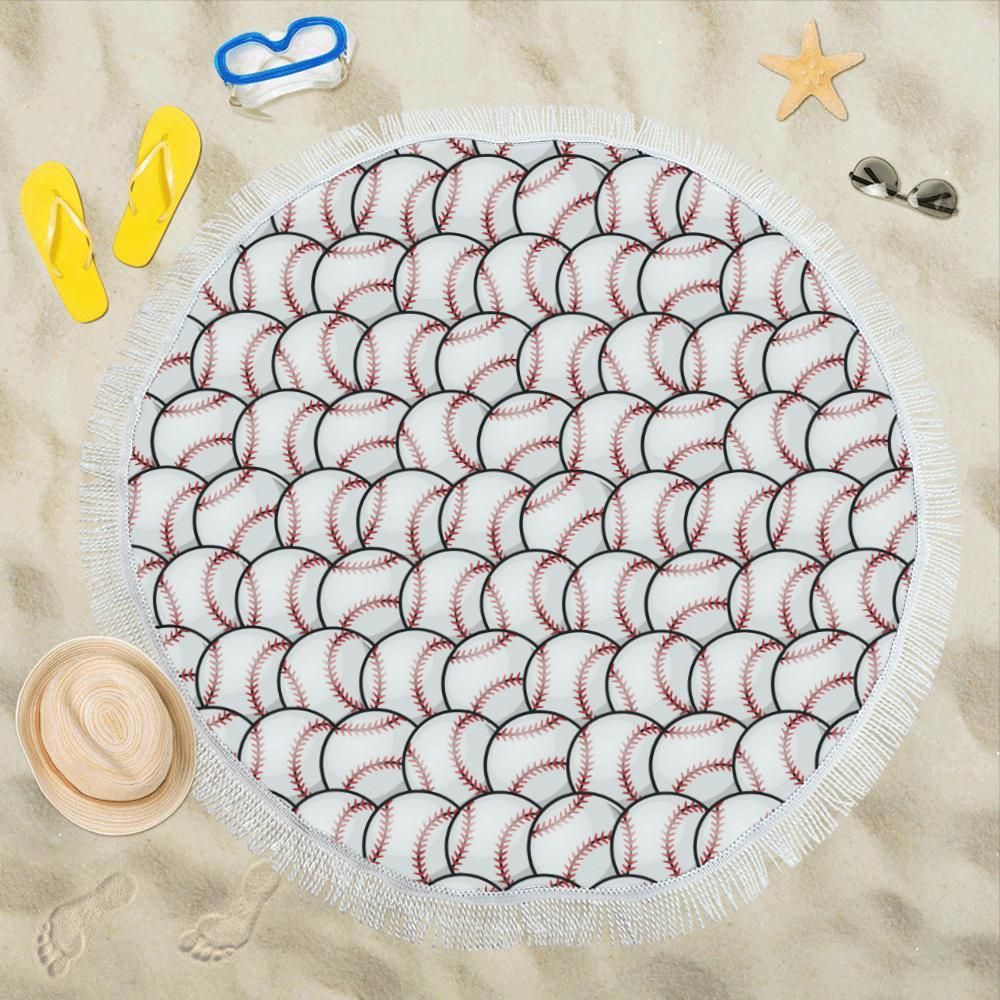 Sport Baseball Pattern Printed Round Beach Towel