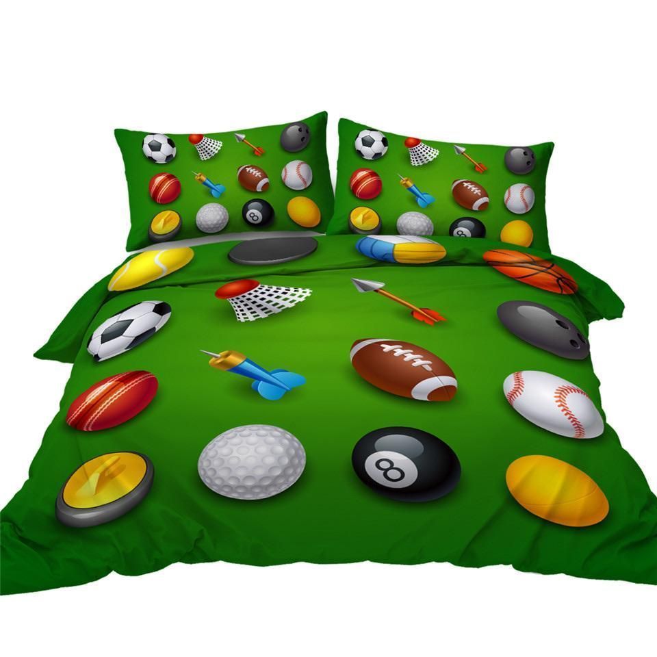 Sporting Equipment Green Bedding Set