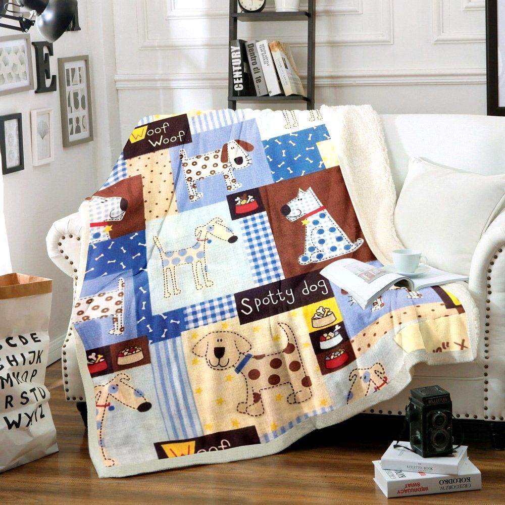 Spotty Dog Sherpa Fleece Blanket