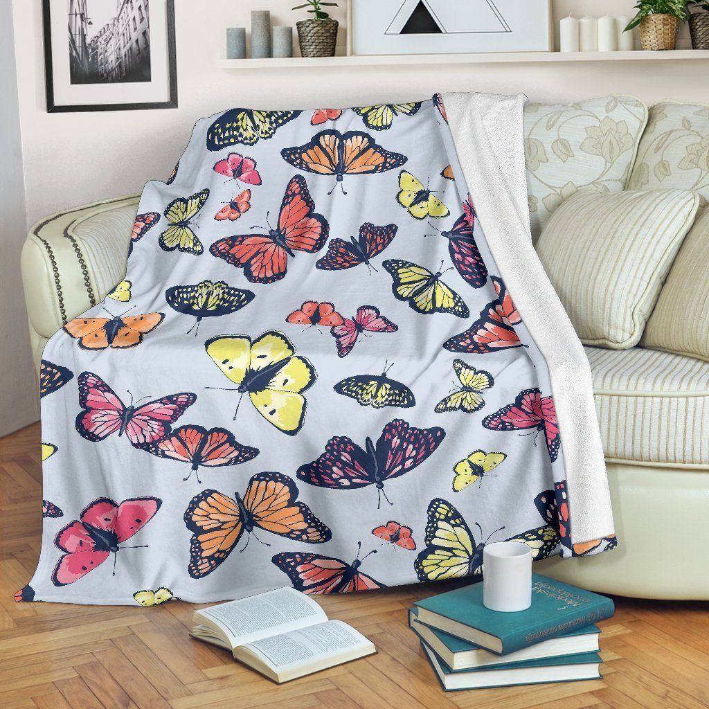 Spring Butterfly Sherpa Fleece Blanket