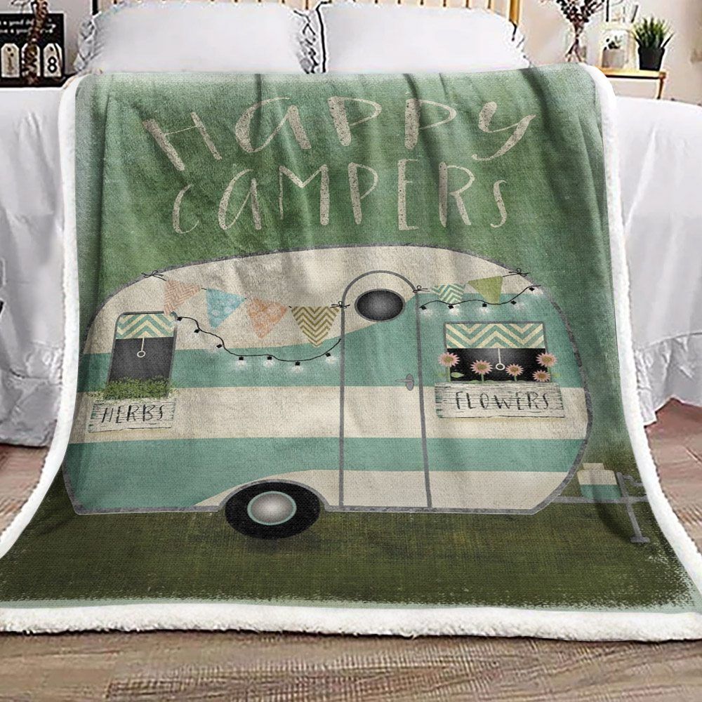 Spring Camping Sherpa Fleece Blanket