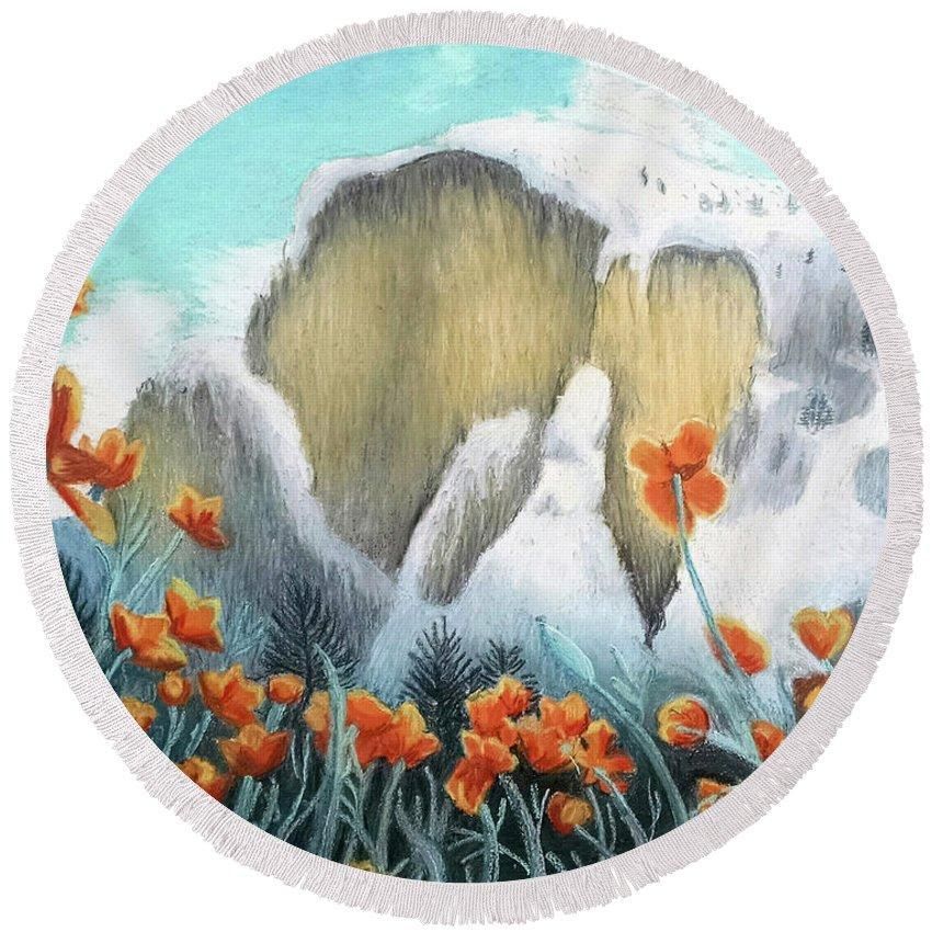 Spring In Yosemite Printed Round Beach Towel