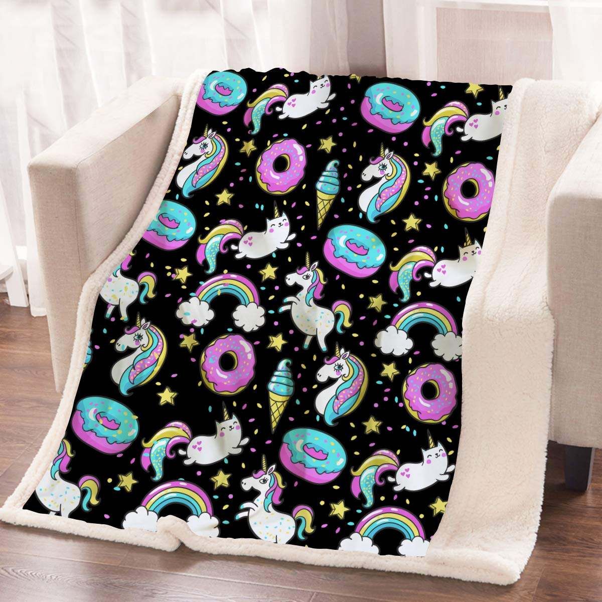 Sprinkles Donut Chubby Unicorn Sherpa Fleece