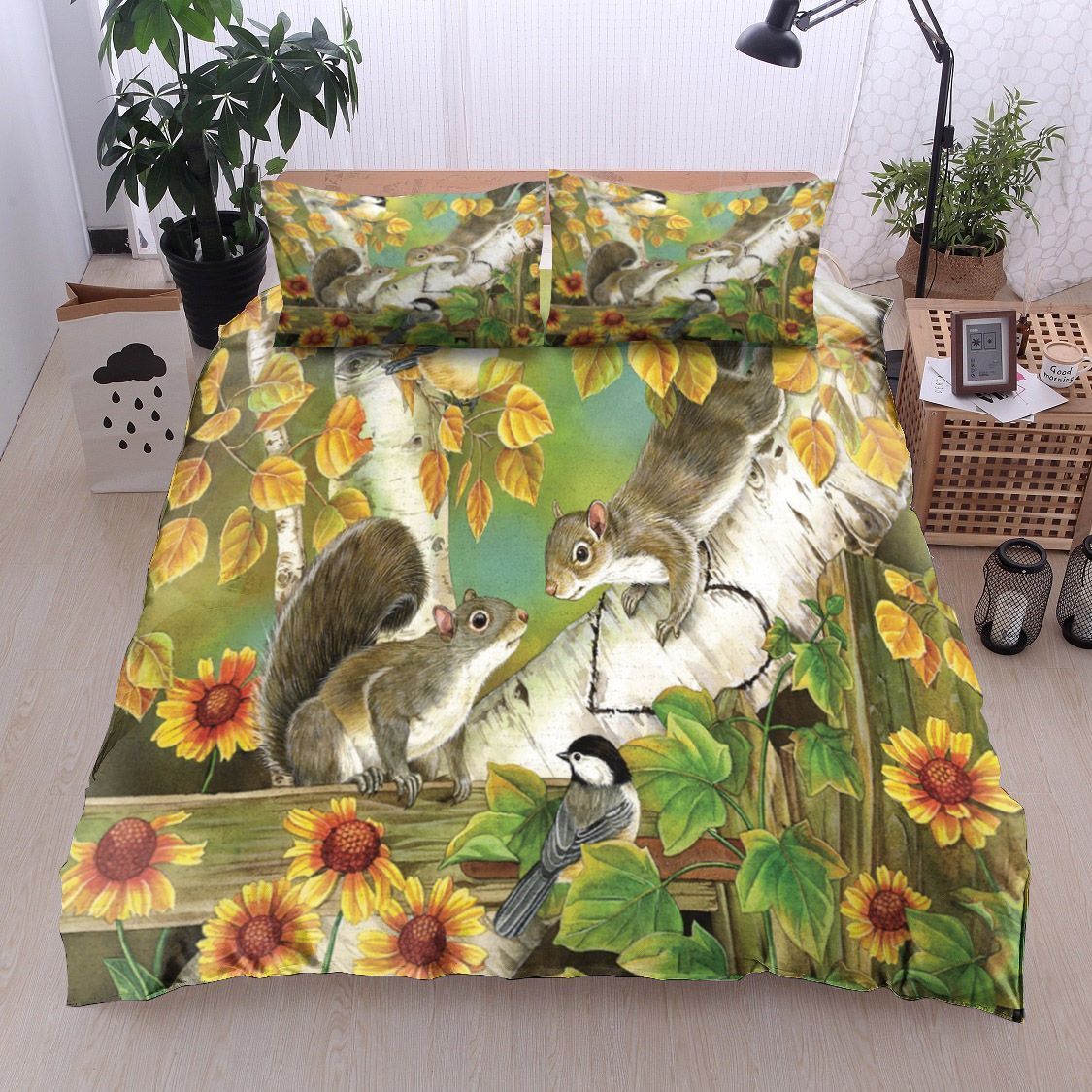Squirrel Bird Tree Bedding Set