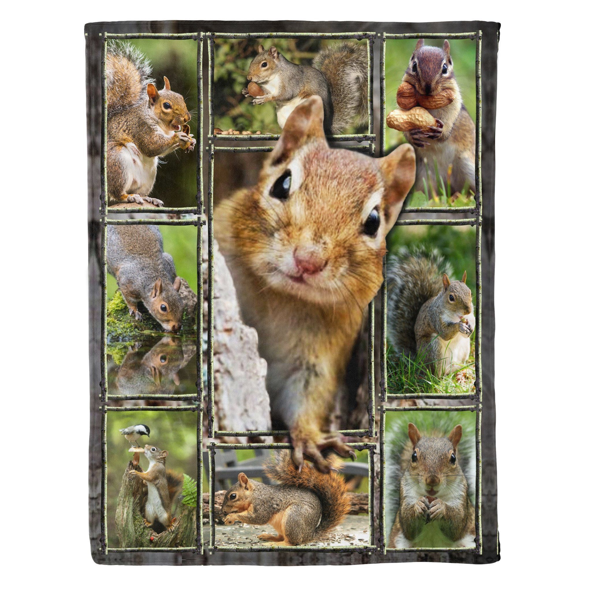 Squirrel Cute Sherpa Fleece Blanket