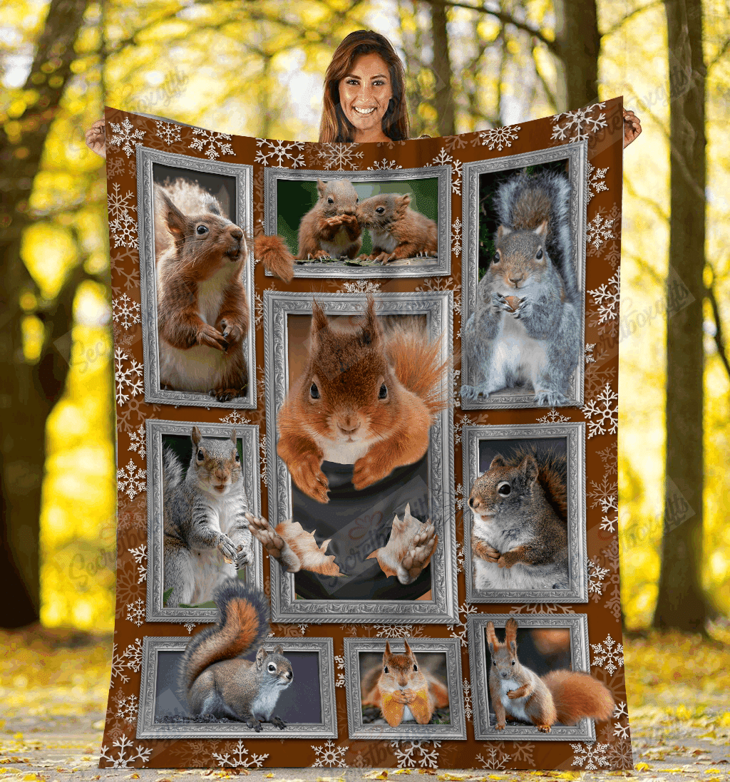 Squirrel Funny Faces Xmas Gift Fleece Blanket