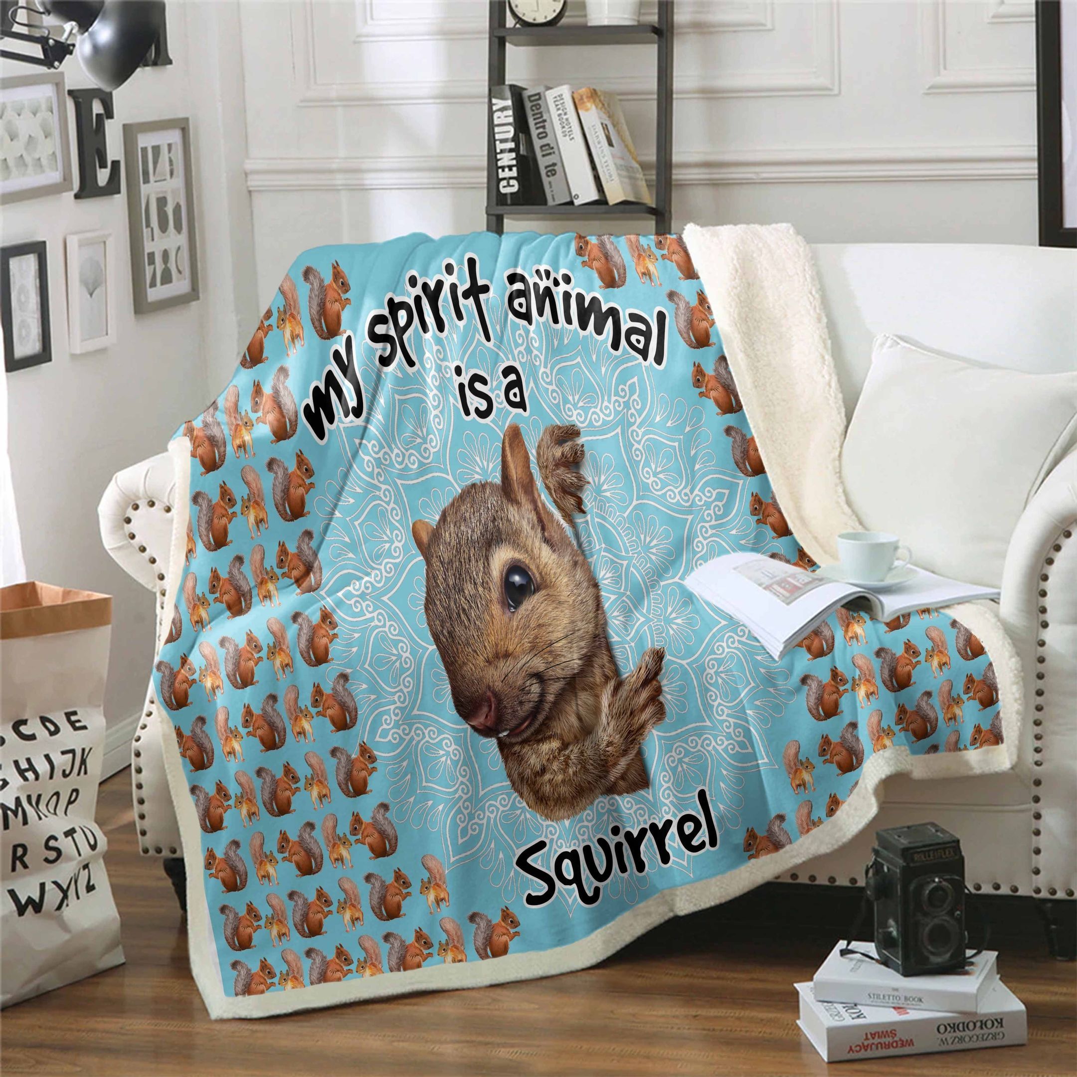 Squirrel Is My Spirit Animal Sherpa Fleece Blanket