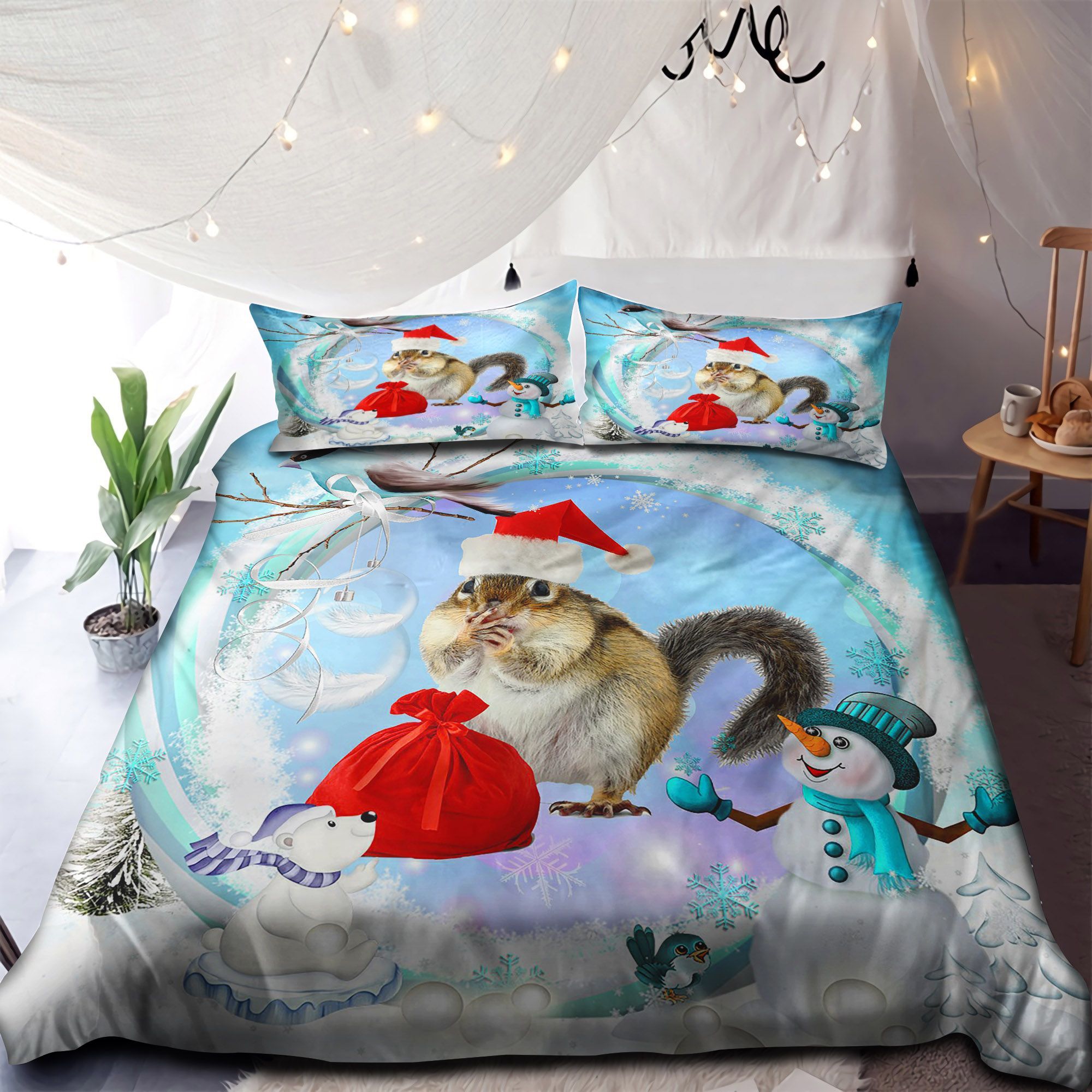 Squirrel Merry Christmas Bedding Set
