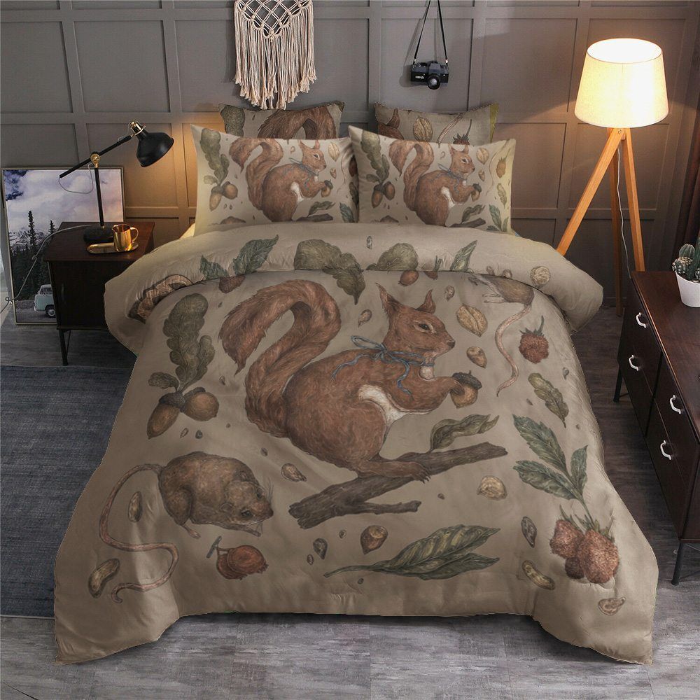 Squirrel Cotton Bed Sheets Spread Comforter Bedding Set