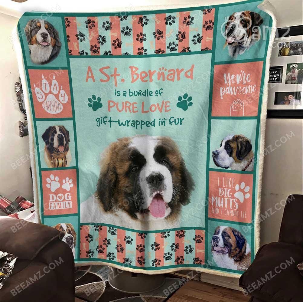 St Bernard Dog Sherpa Fleece Blanket
