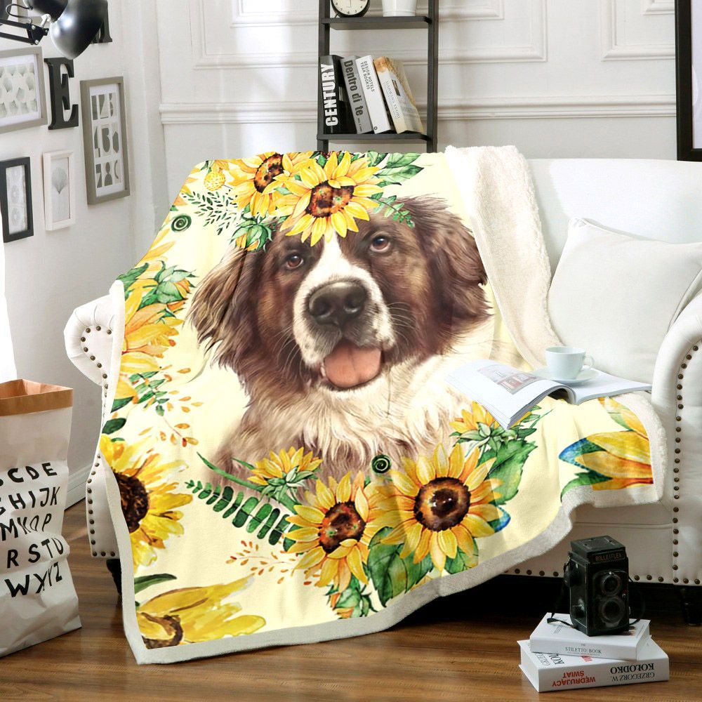 St Bernard Sunflower Sherpa Fleece Blanket