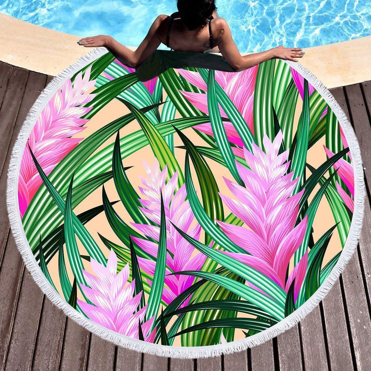 St. Lucia Island Summer Printed Round Beach Towel