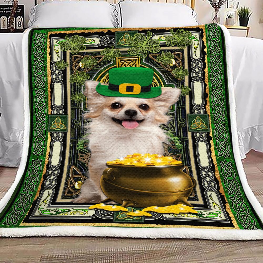 St Patrick Chihuahua Fleece Blanket