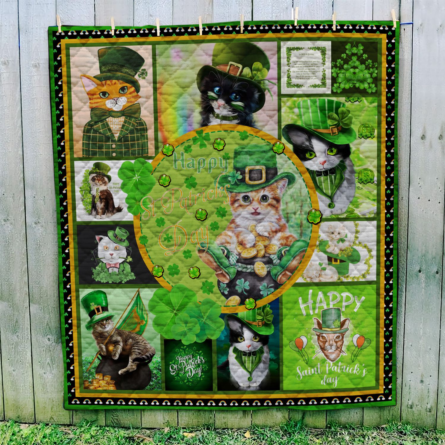 St. Patrick Day Irish Cat NI0502004YA Quilt Blanket