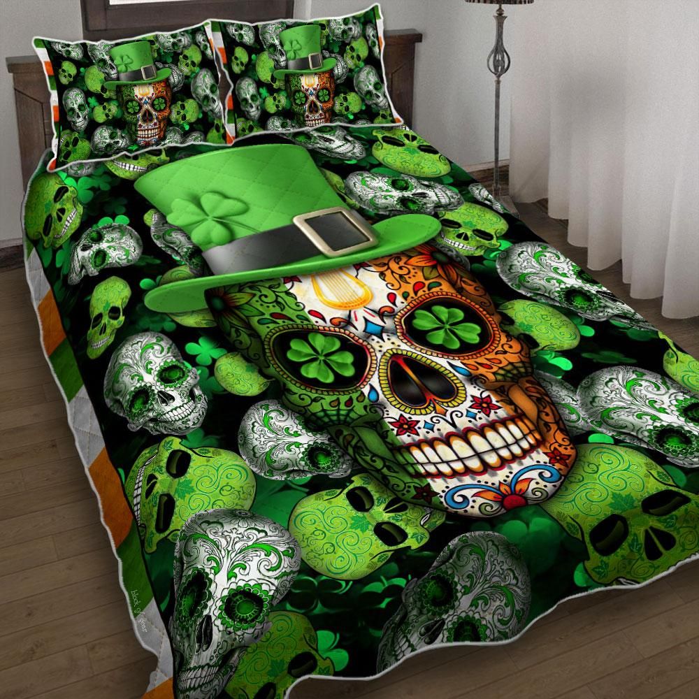 St. Patrick’s Day Irish Skulls Leprechaun Hat Clovers Bedding Set