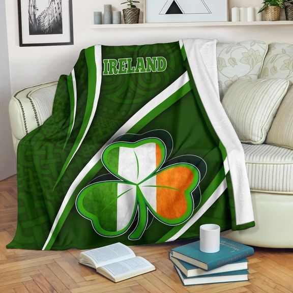 St. Patrick’s Day Proud To Be Irish Green Printed Fleece Blanket