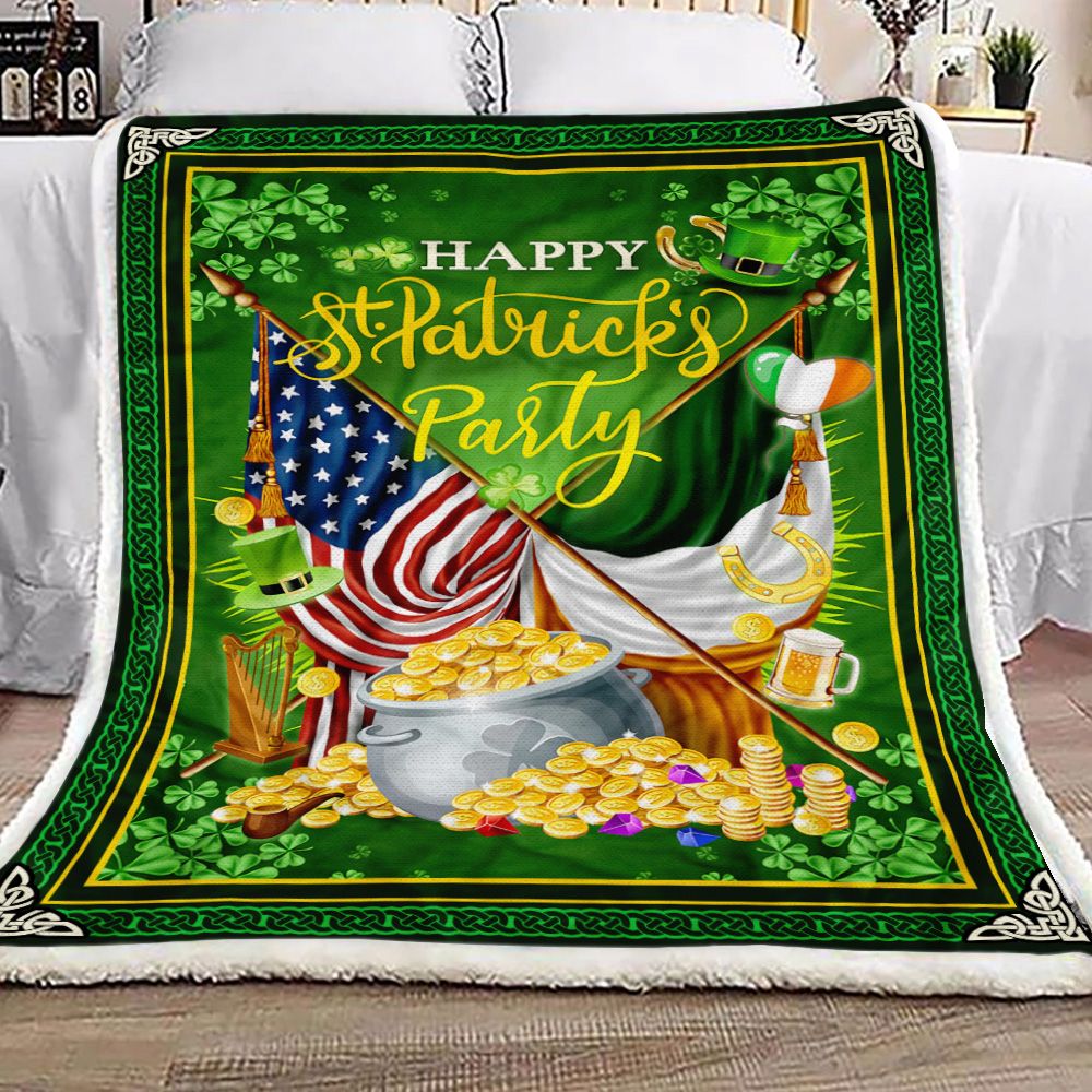 St Patricks Day Irish American Fleece Blanket