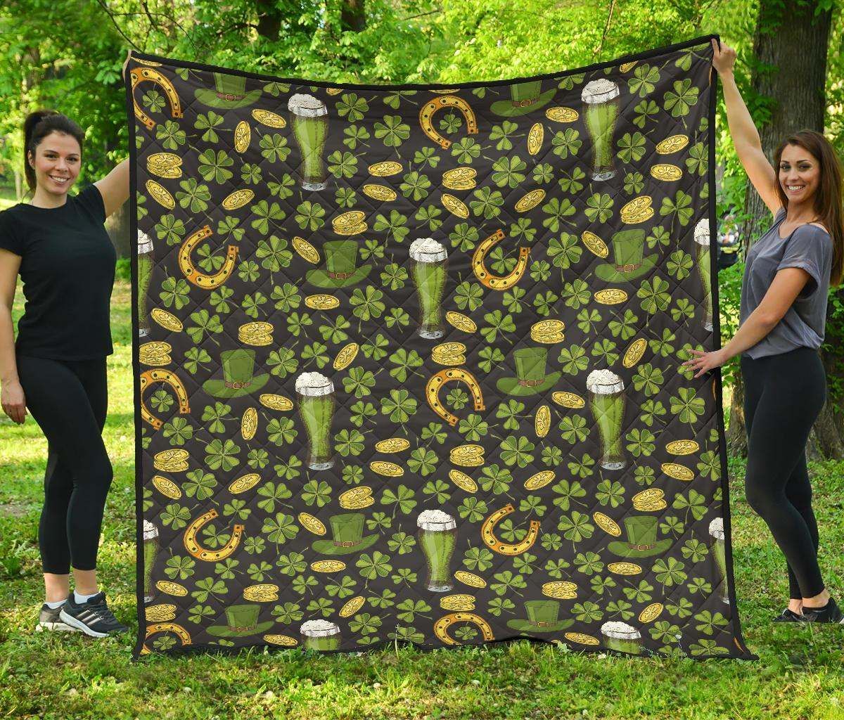 St Patricks Day Leprechaun Beer CL12100617MDQ Quilt Blanket