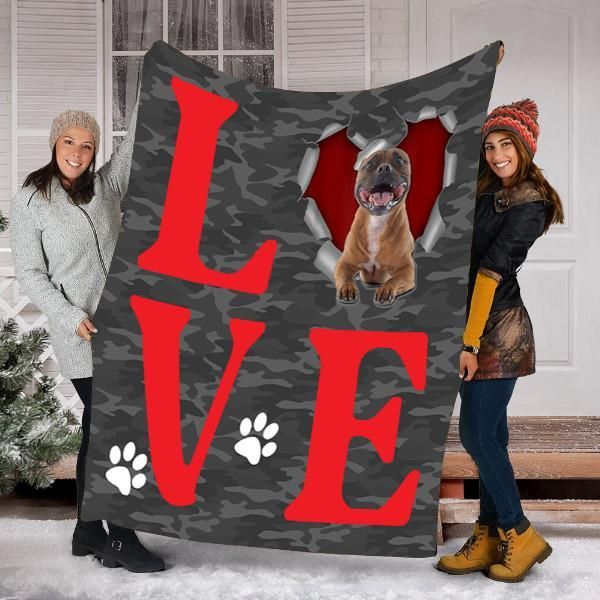 Staffordshire Bull Terrier Dog Valentines Day Sherpa Fleece Blanket