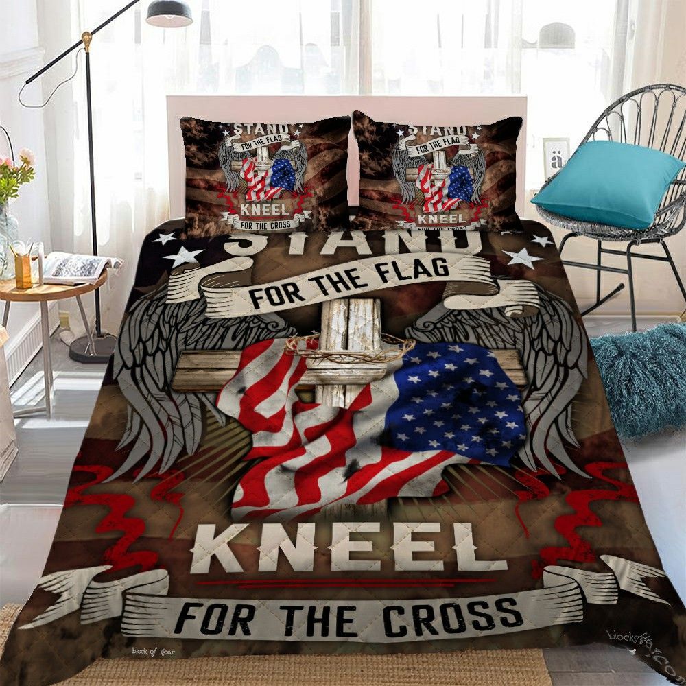 Stand For The Flag Kneel For The Cross Jesus Bedding Set
