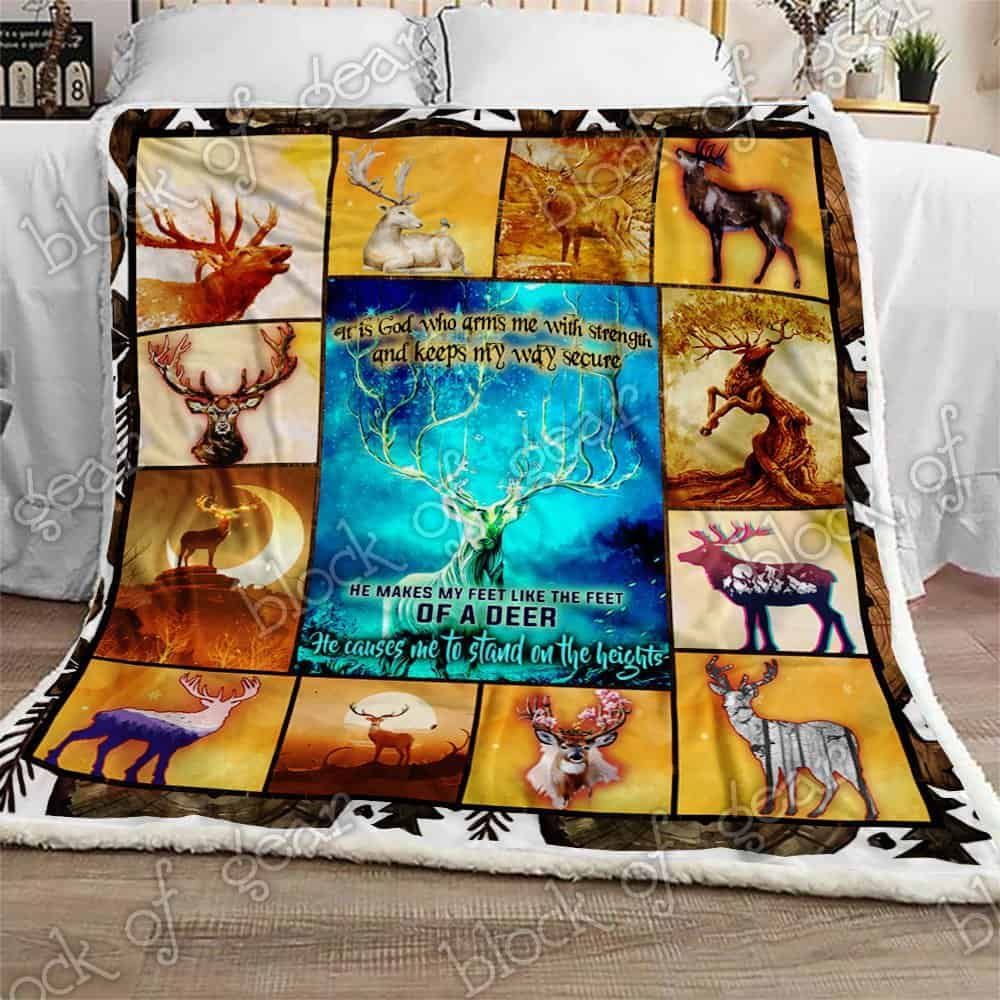 Stand On The Height Like A Deer Fleece Blanket