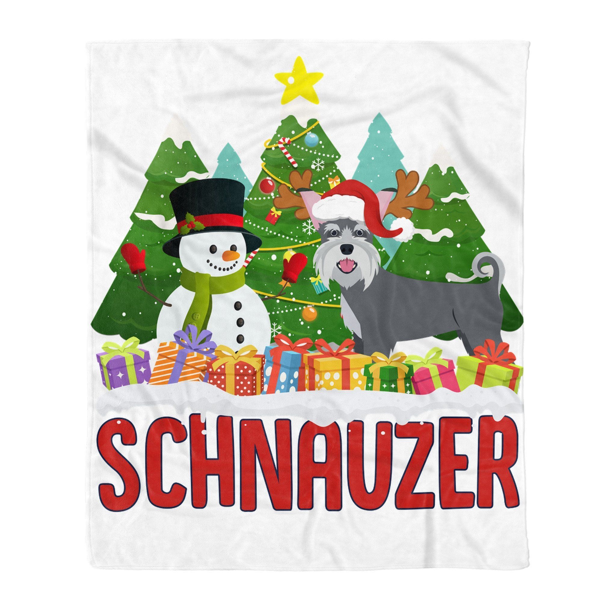 Standard Schnauzer Snowman Christmas Sherpa Fleece Blanket