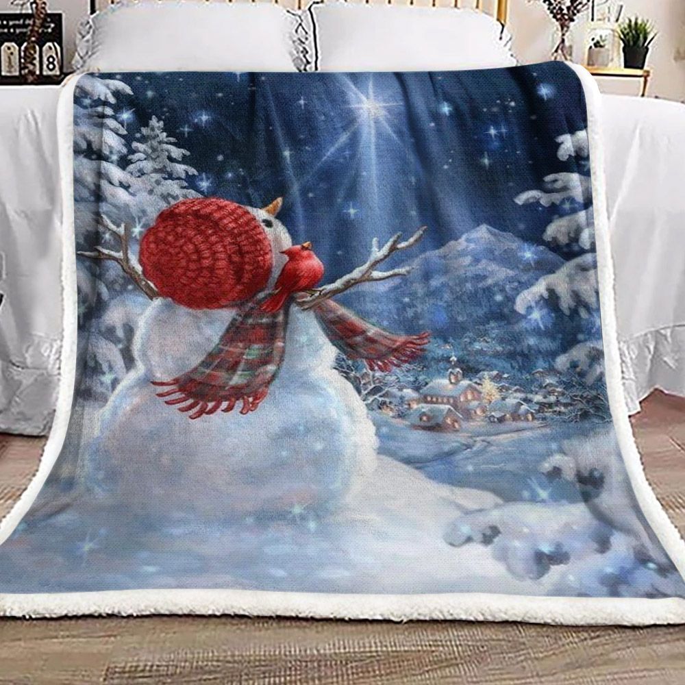 Star Light Snowman Sherpa Fleece Blanket