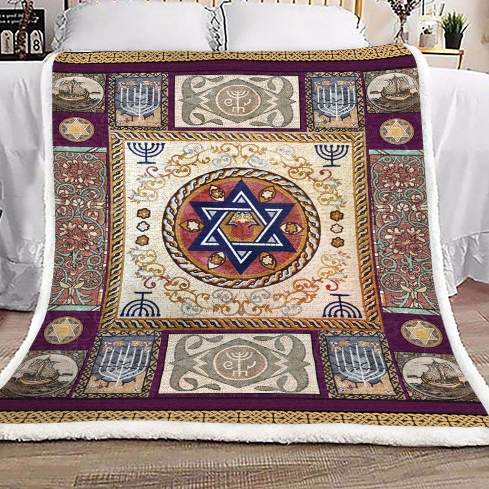 Star Of David Sherpa Fleece Blanket