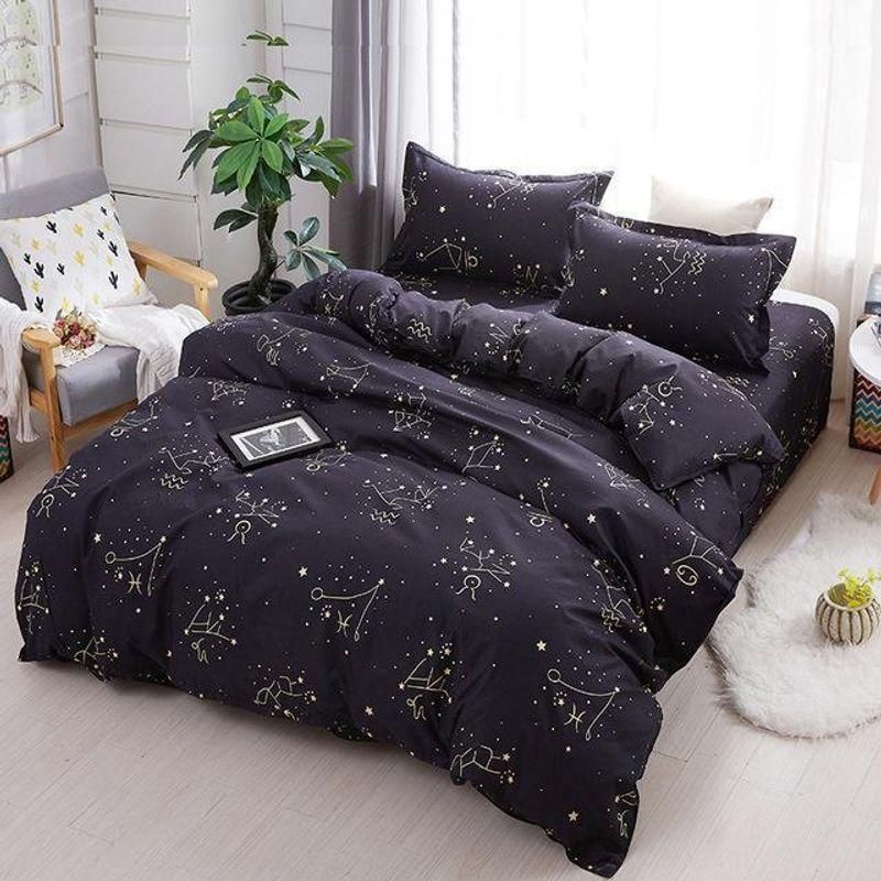 Star Signs Black Printed Bedding Set