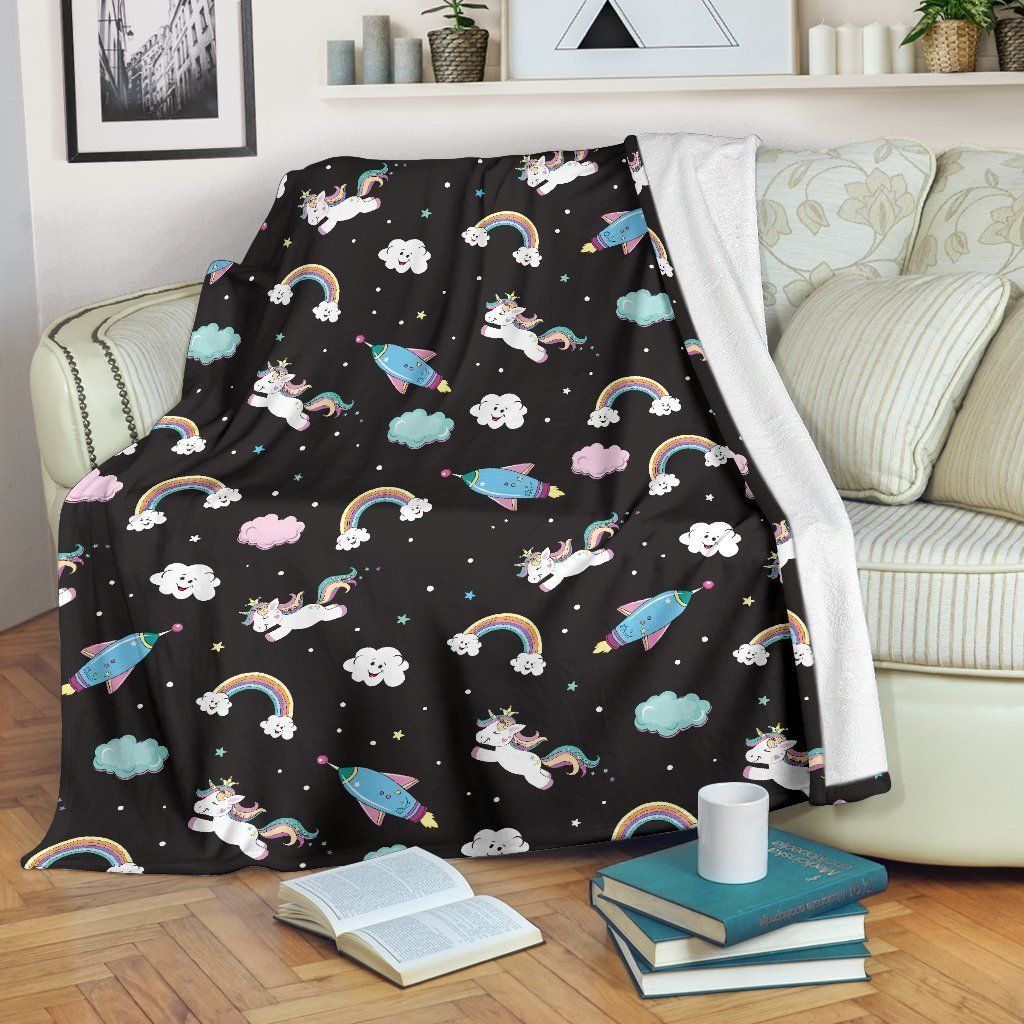 Star Space Unicorn Sherpa Fleece Blanket